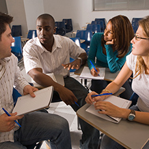 group of students conversing